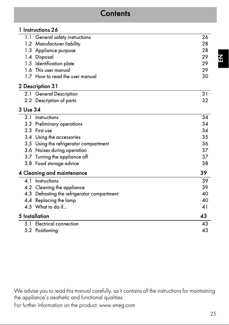 Page n°1 - Mode d'emploi Smeg FAB10HLIT