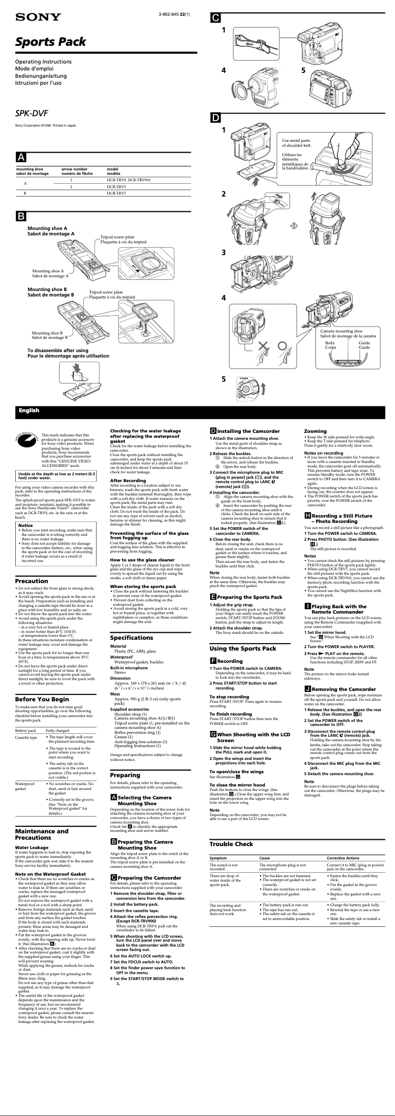 Página 1 del manual Manual de usuario Sony SPK-DVF