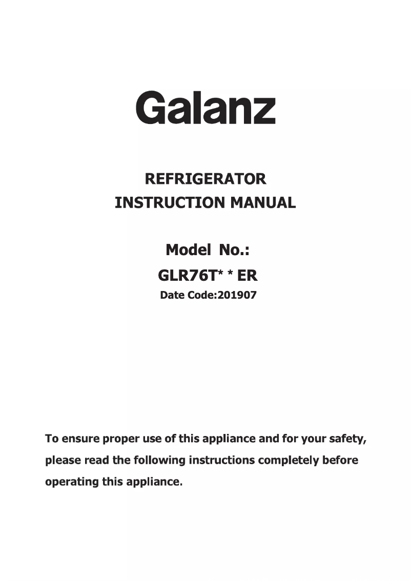 Image de la première page du manuel de l'appareil GLR76TRDER