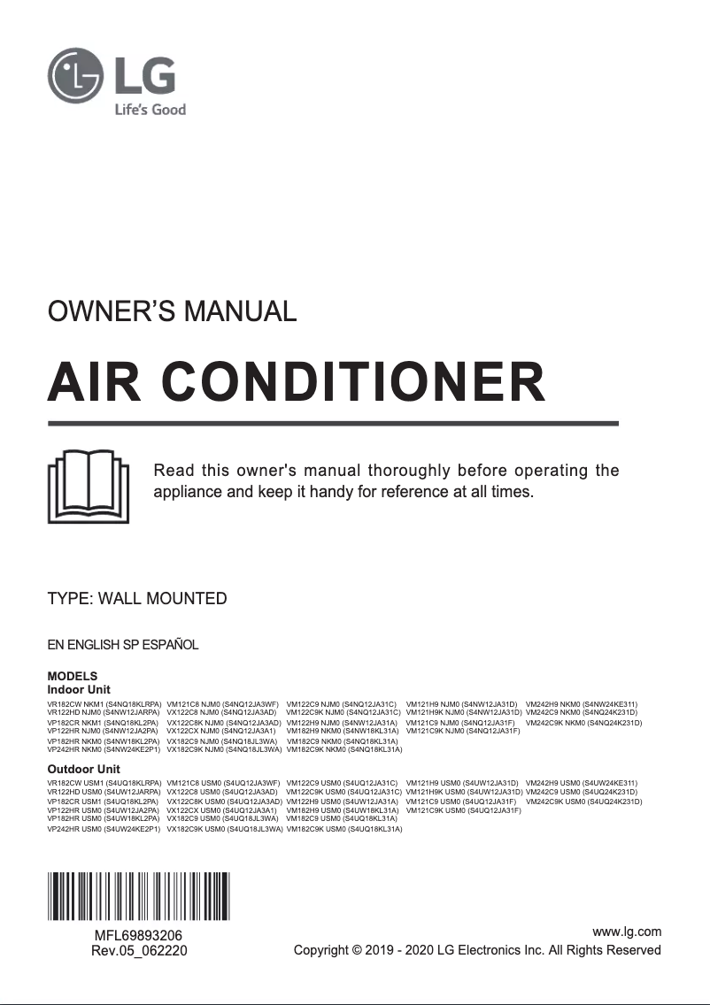 Imagen de la primera página del manual del dispositivo VX122C8
