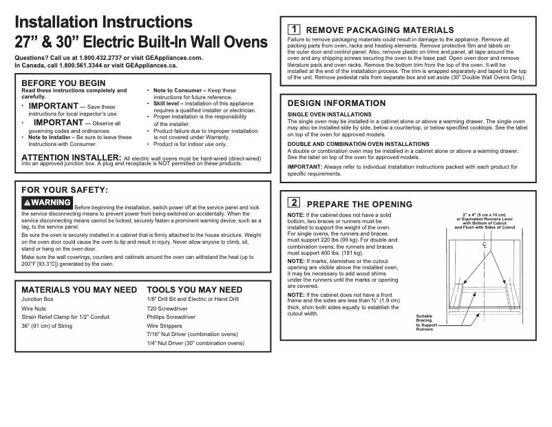 Page n°1 - Guide d'installation Monogram ZTS90DPSN