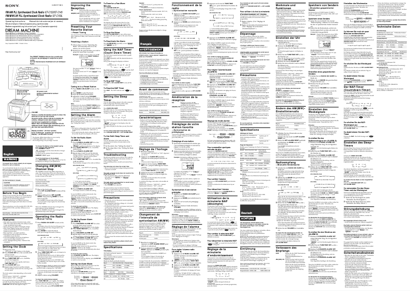 Image de la première page du manuel de l'appareil ICF-C153L