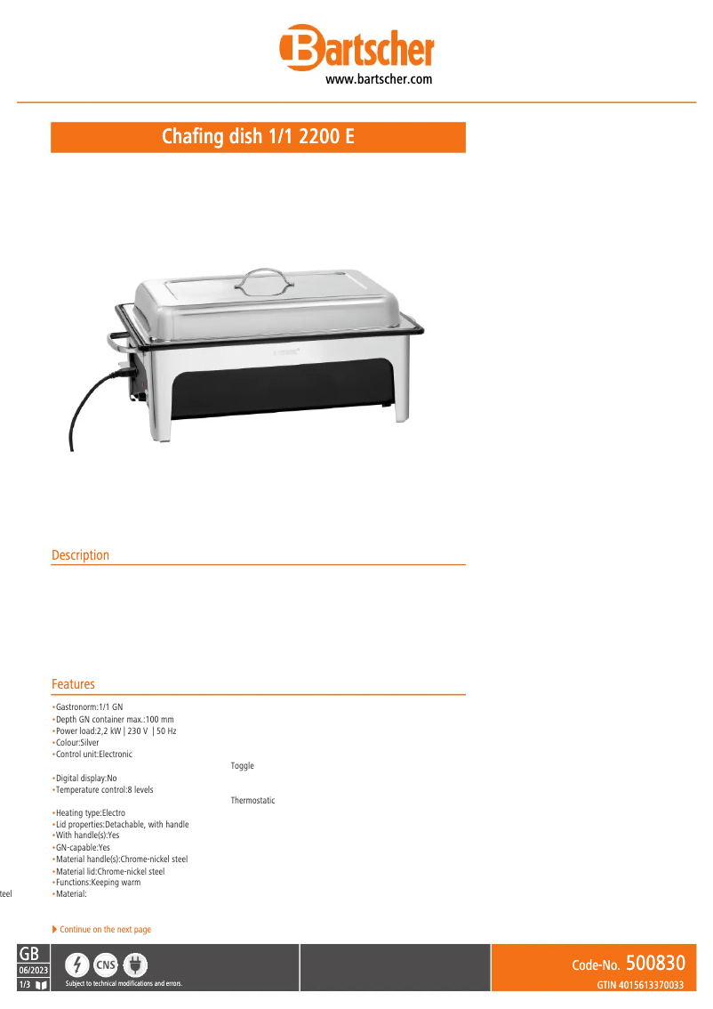 Image de la première page du manuel de l'appareil 500830