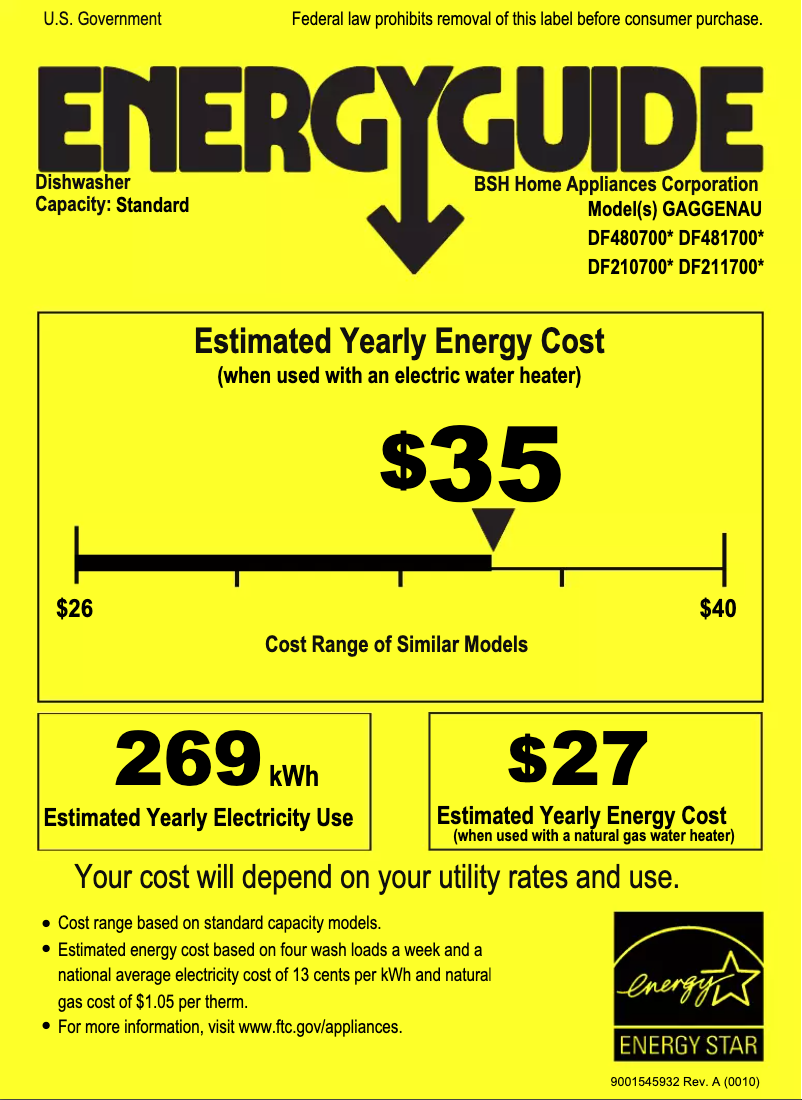 Page n°1 - Label énergétique Gaggenau DF480700