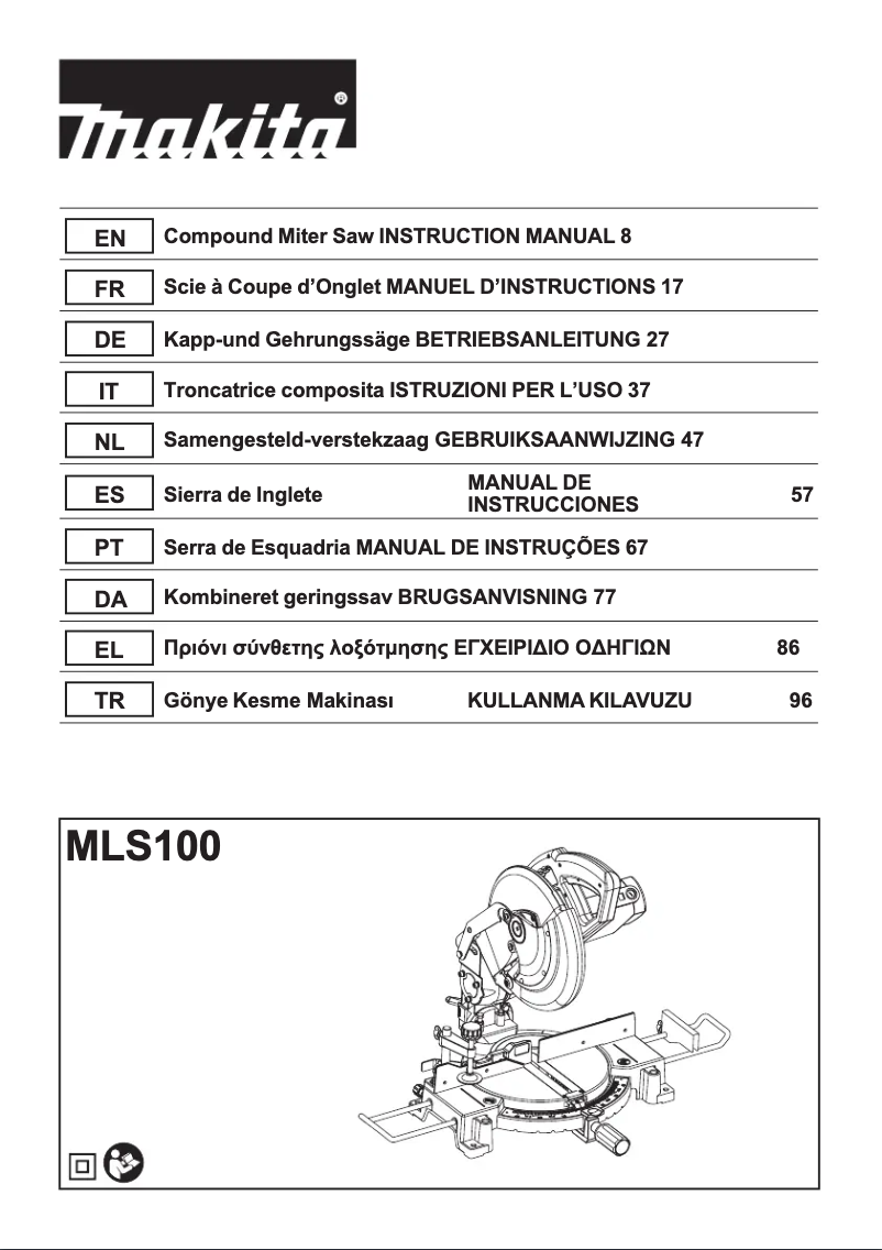 Page 1 de la notice Manuel utilisateur Makita MLS100N