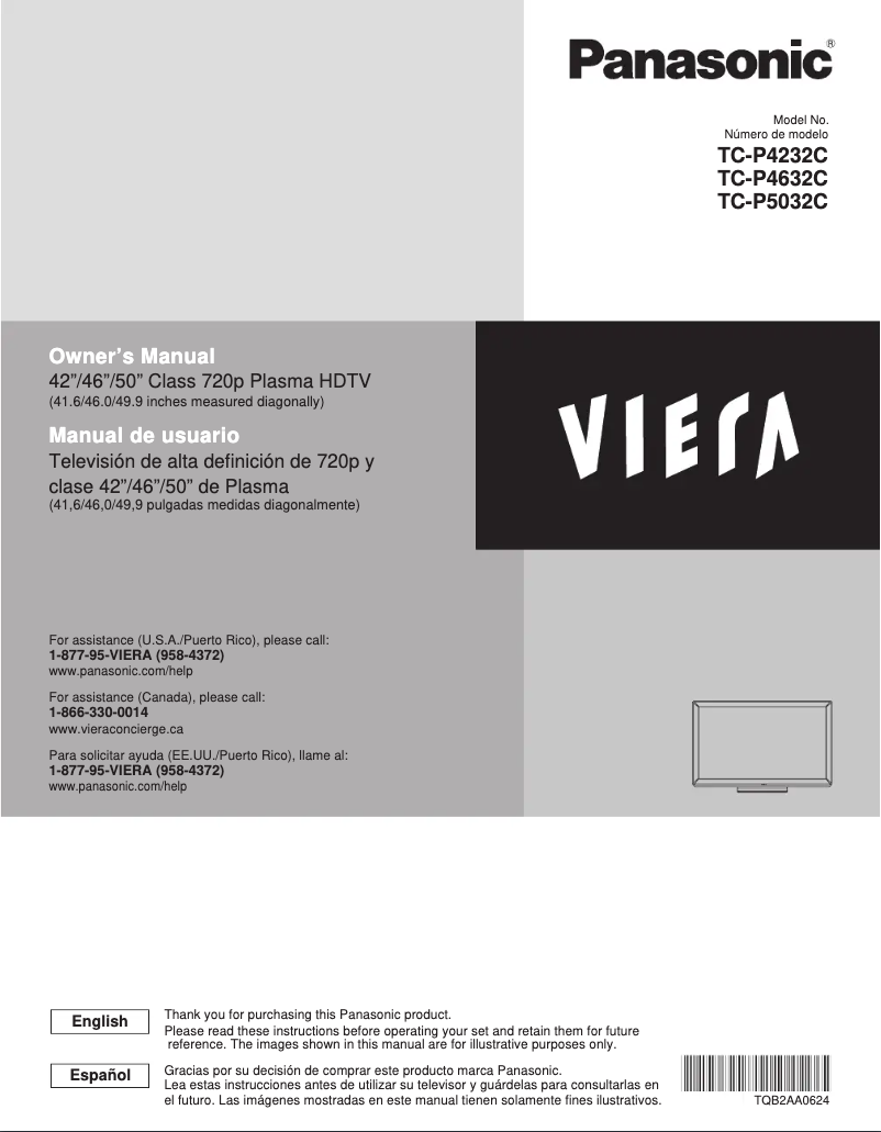 Page 1 de la notice Manuel utilisateur Panasonic Viera TC-P4232C