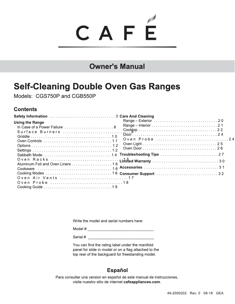 Página 1 del manual Manual de usuario GE CGB550P2MS1