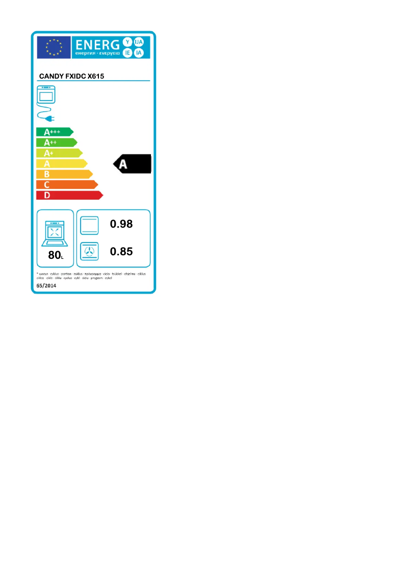 Page n°1 - Label énergétique Candy FXIDC X615
