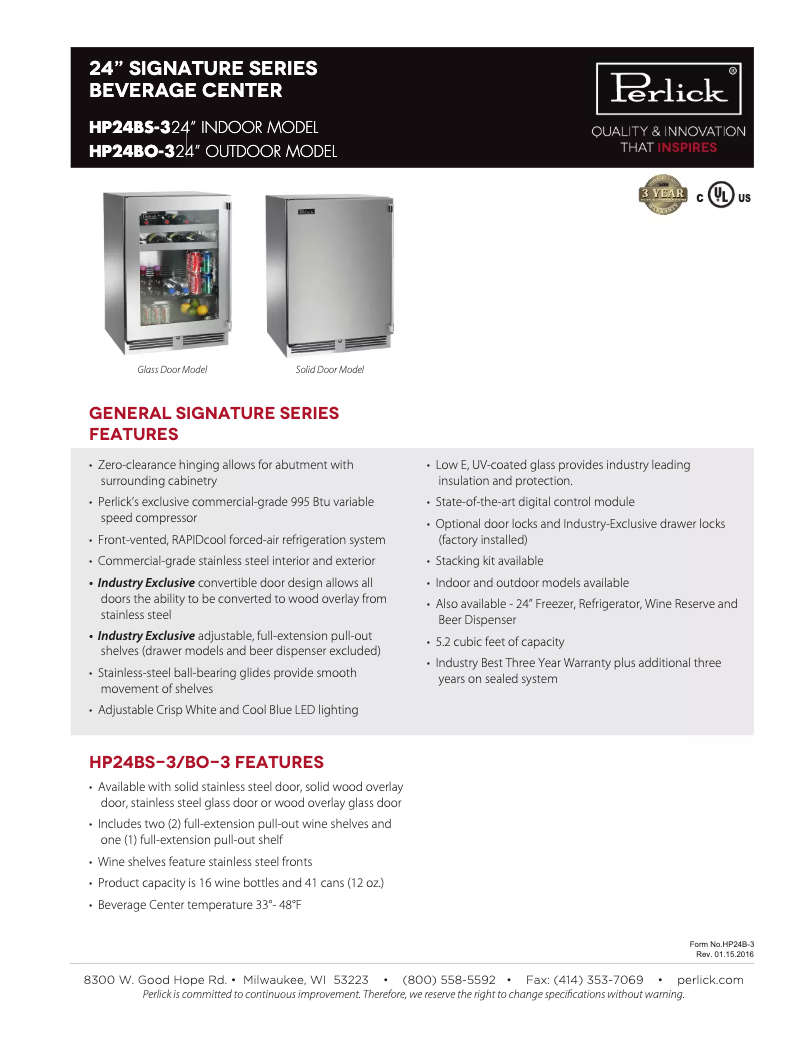 Image de la première page du manuel de l'appareil Signature Series HP24BO-3-3L