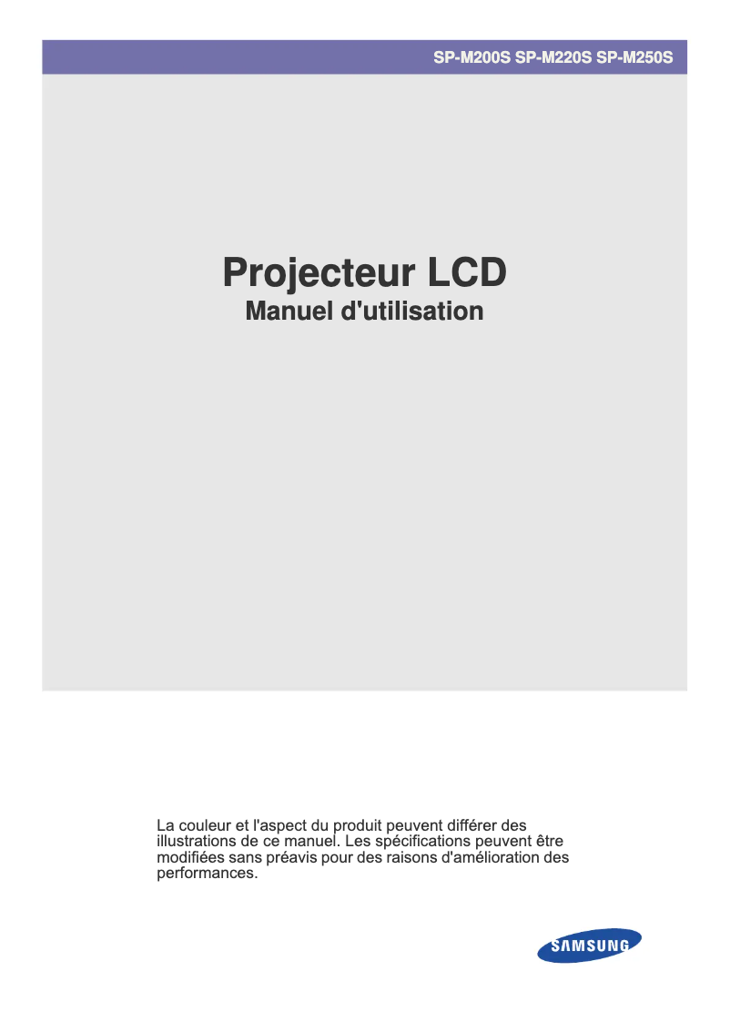 Page 1 de la notice Manuel utilisateur Samsung SP-M250S