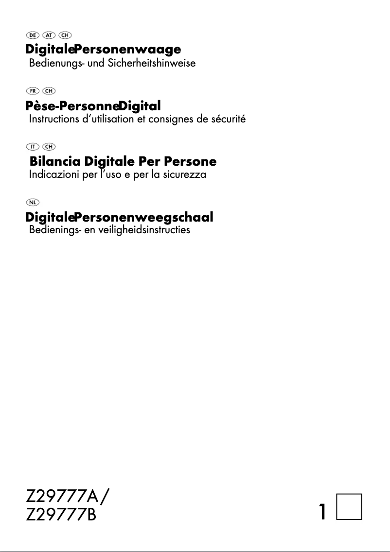 Page 1 de la notice Manuel utilisateur SilverCrest Z29777B