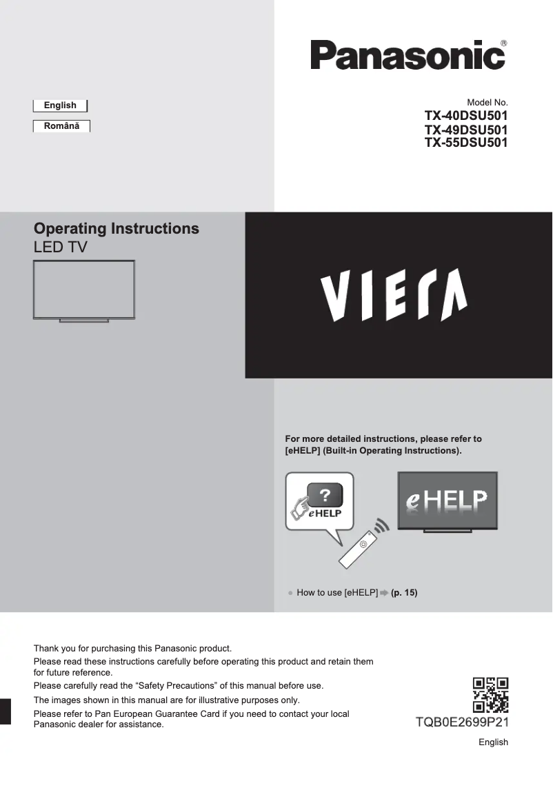 Page 1 de la notice Guide de démarrage rapide Panasonic TX-55DSU501