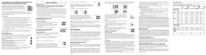 Image de la première page du manuel de l'appareil Body Analysis WW310A