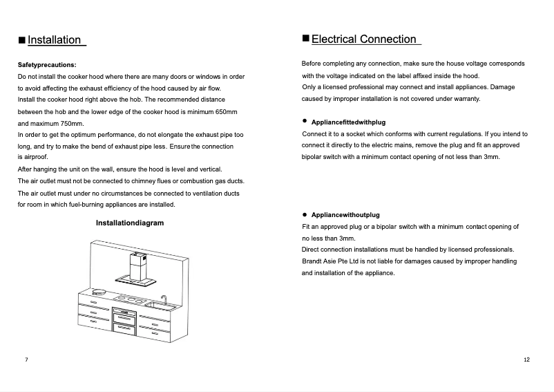 Page n°1 - Guide d'installation Brandt AD9905B