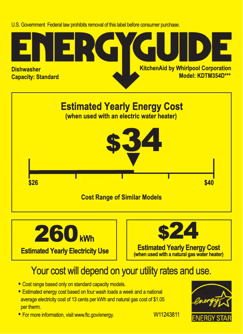 Page n°1 - Label énergétique KitchenAid Architect KDTM354DSS