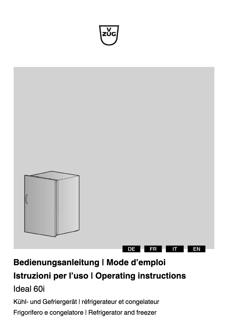 Page n°1 - Manuel utilisateur V-Zug Ideal 60i