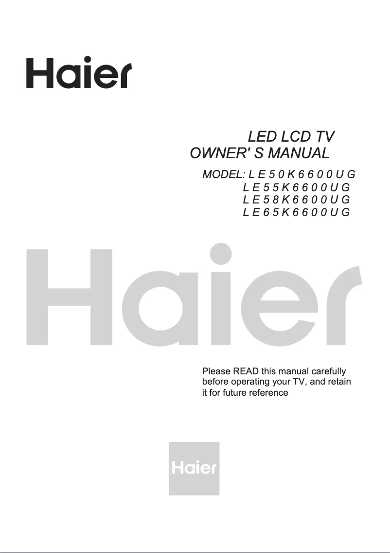 Page 1 de la notice Manuel utilisateur Haier H50K66UG