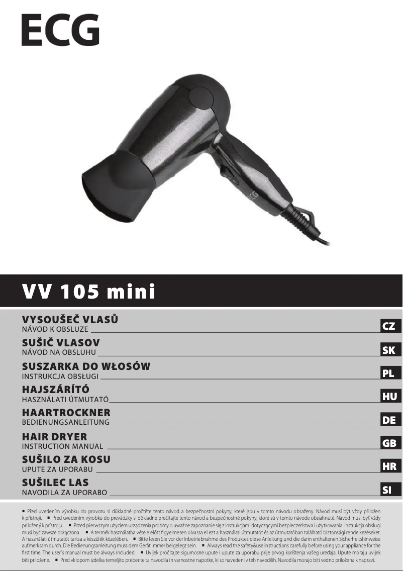 Page 1 de la notice Manuel utilisateur ECG VV 105 mini