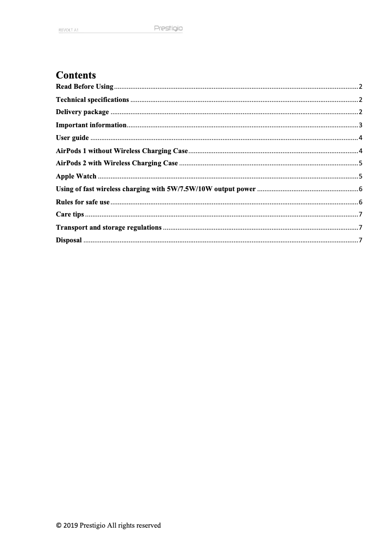 Page 1 de la notice Manuel utilisateur Prestigio ReVolt A1