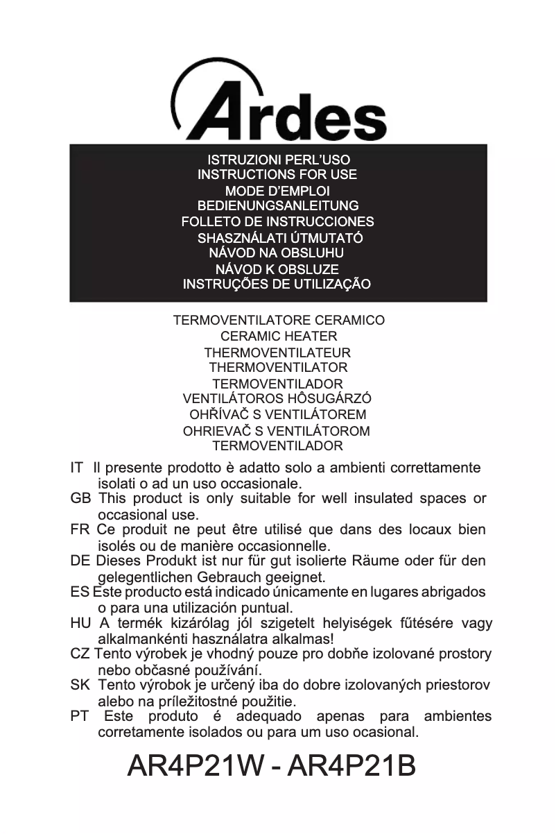 Image de la première page du manuel de l'appareil AR4P21W