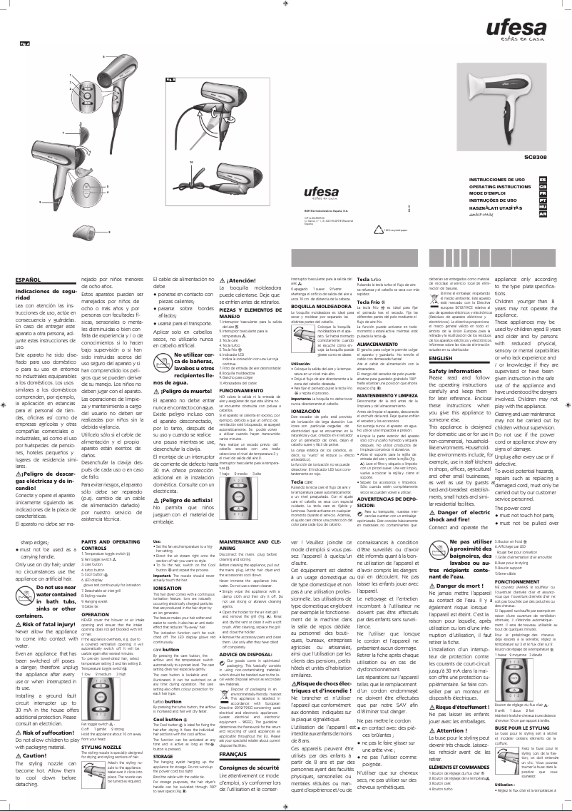 Página 1 del manual Manual de usuario Ufesa SC8308