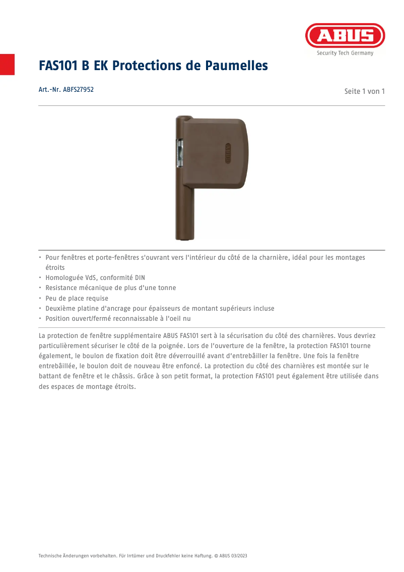 Image de la première page du manuel de l'appareil ABFS27952