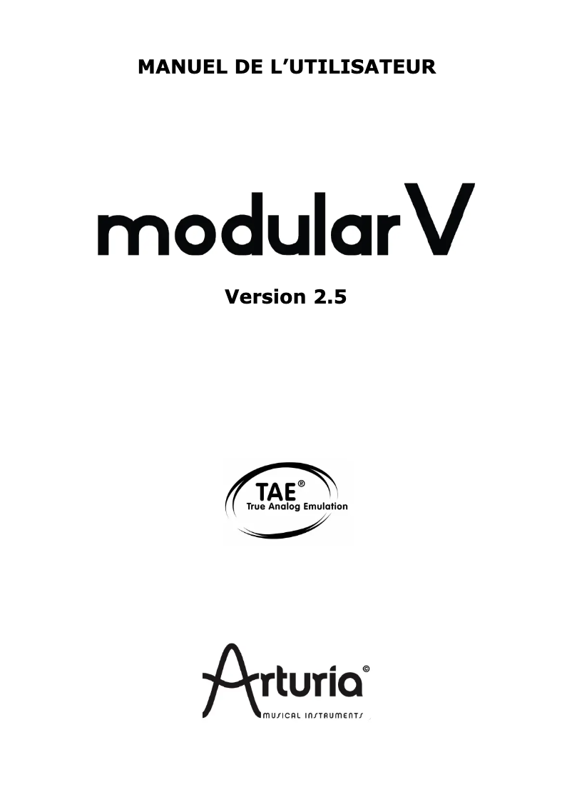 Image de la première page du manuel de l'appareil Modular V