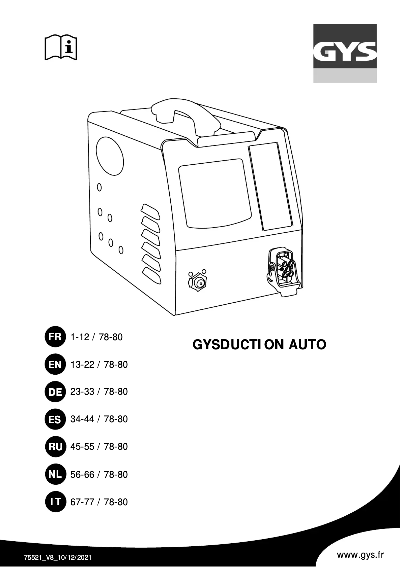 Page 1 of the manual User Manual GYS Gysduction Auto