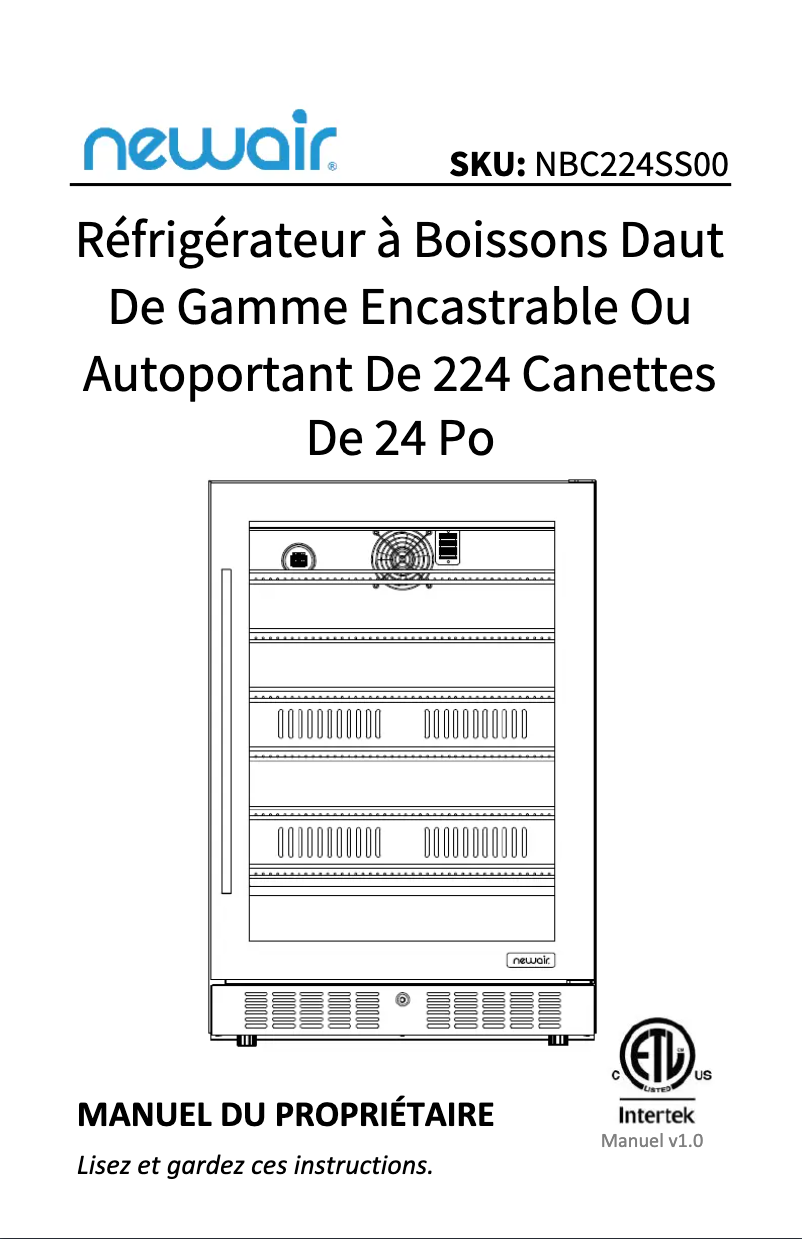 Page 1 de la notice Manuel utilisateur NewAir NBC224SS00