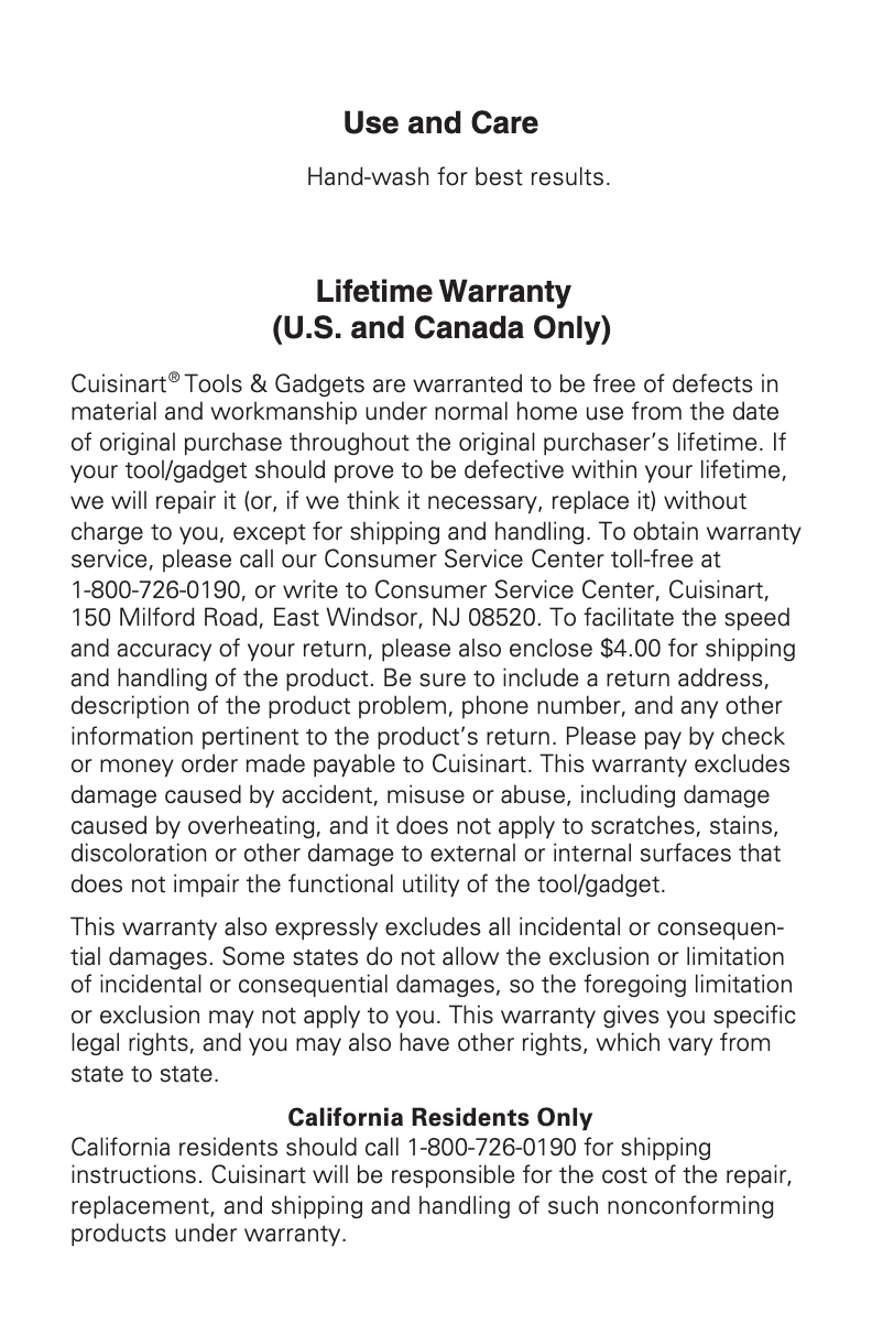 Page n°1 - Manuel utilisateur Cuisinart CTG-00-MFFS