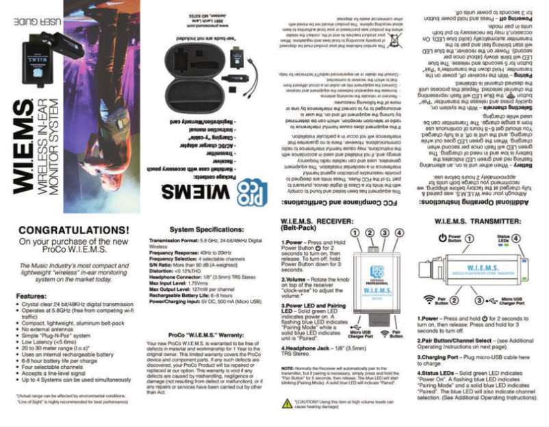 Page n°1 - Manuel utilisateur Pro Co Sound W.I.E.M.S.