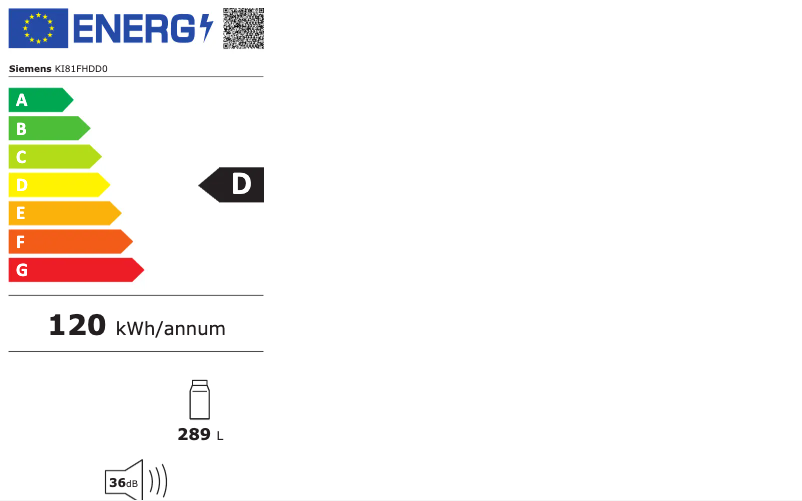 Page n°1 - Label énergétique Siemens KI81FHDD0