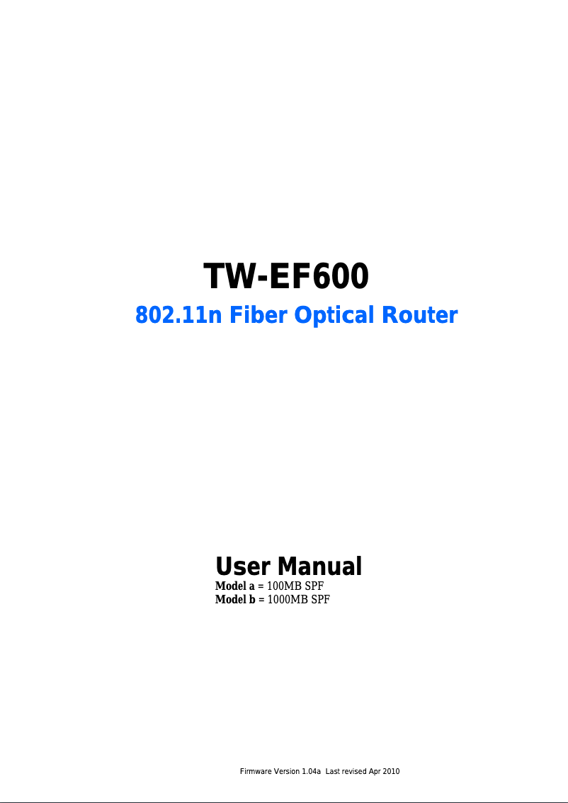 Image de la première page du manuel de l'appareil TW-EF600