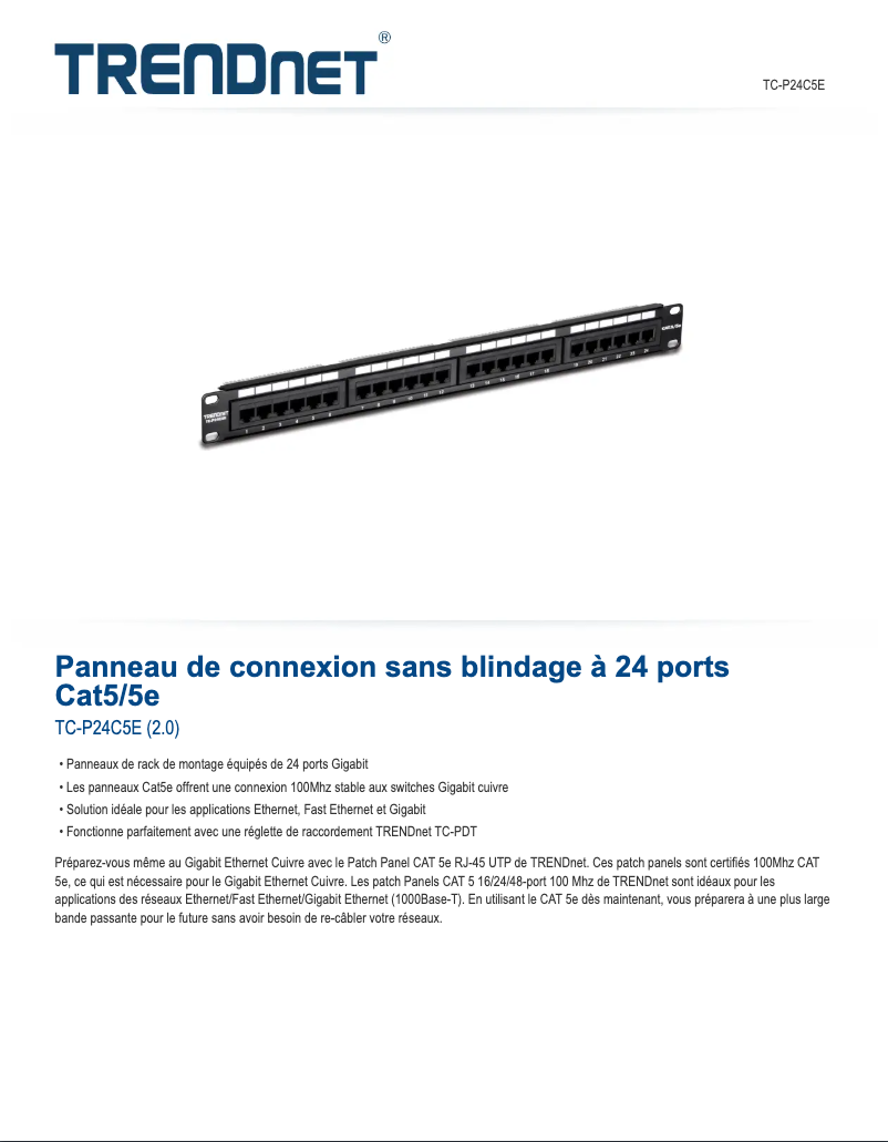 Page n°1 - Fiche technique TRENDnet TC-P24C5E