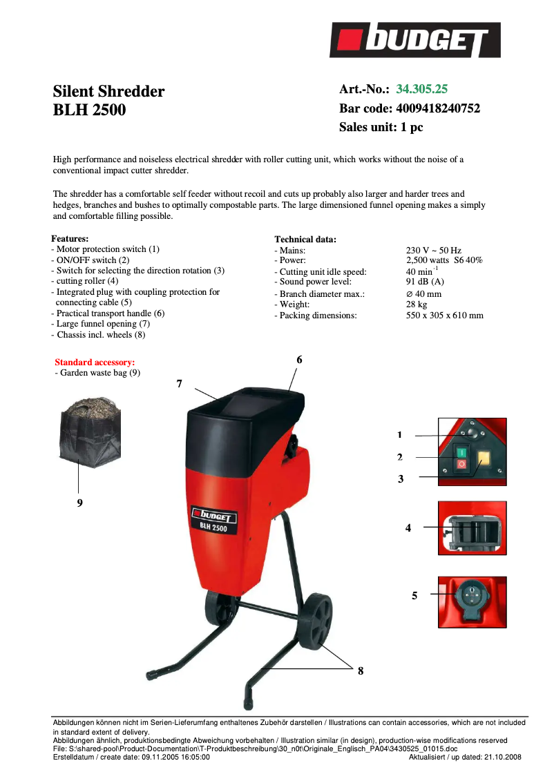 Image de la première page du manuel de l'appareil BLH 2500