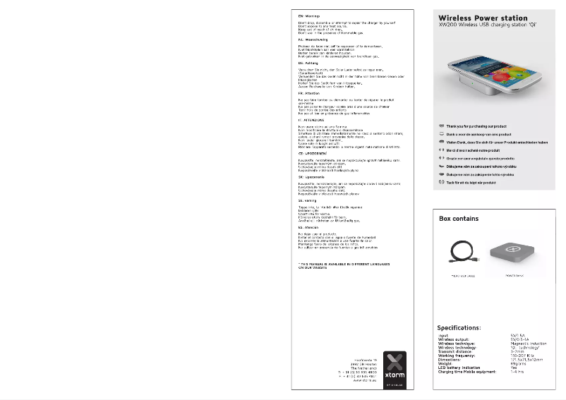 Page 1 de la notice Manuel utilisateur Xtorm XW201