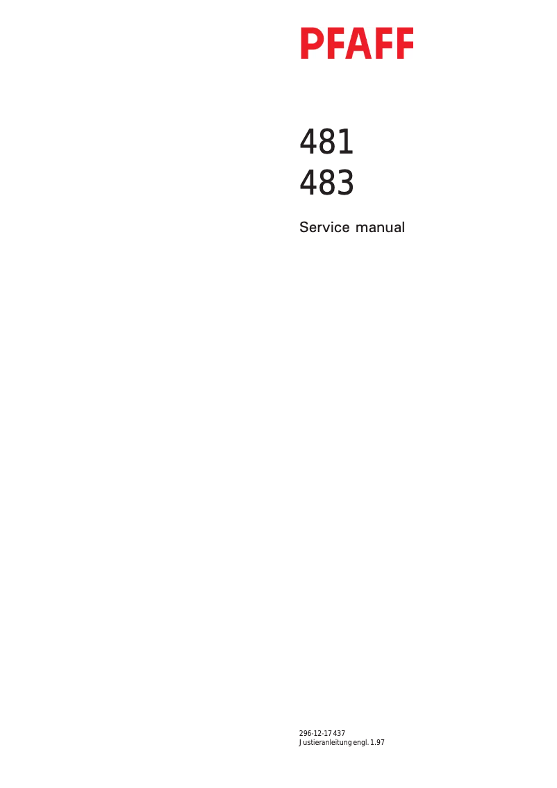 Page 1 de la notice Manuel utilisateur Pfaff 483