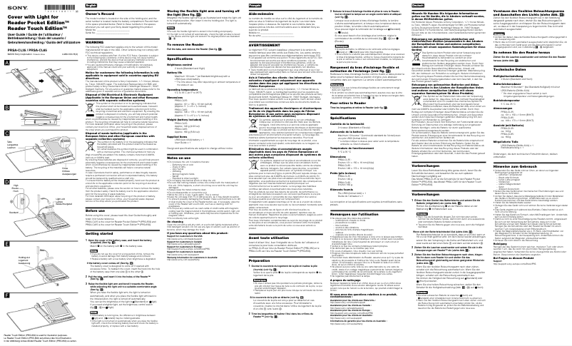 Page 1 de la notice Manuel utilisateur Sony PRS-ACL65R