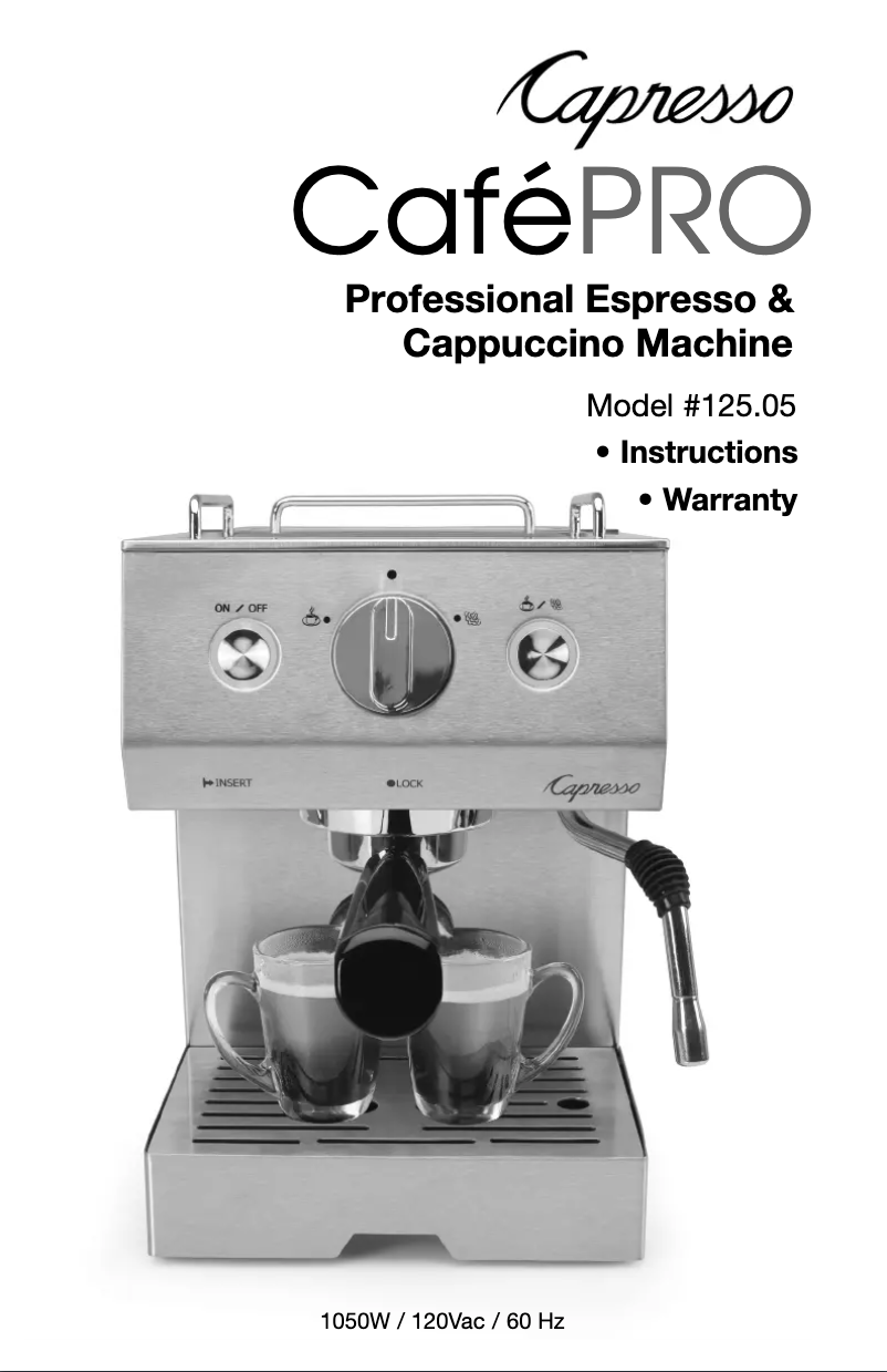 Page n°1 - Manuel utilisateur Capresso CaféPRO 125.05
