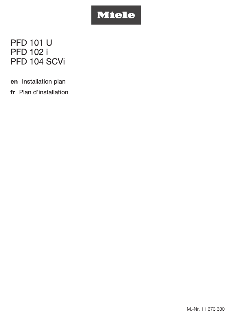 Page n°1 - Guide d'installation Miele PFD 102 i