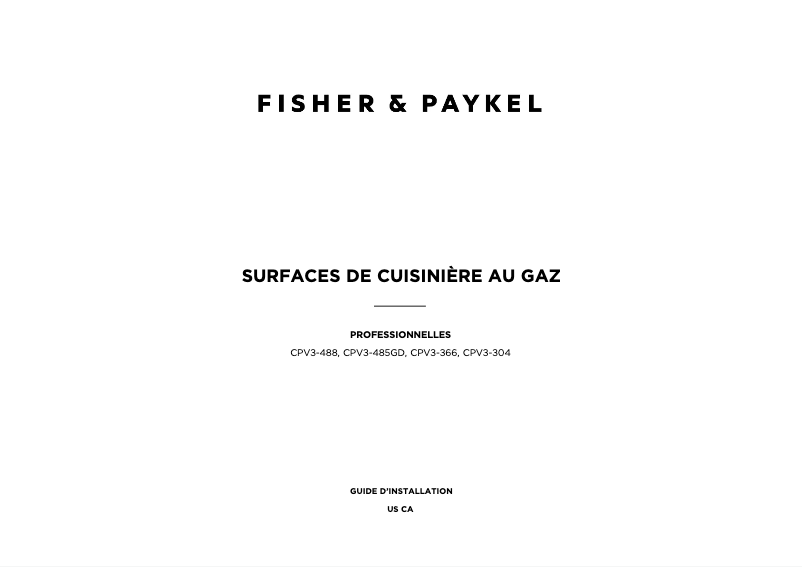 Page 1 de la notice Guide d'installation Fisher & Paykel CPV3-488