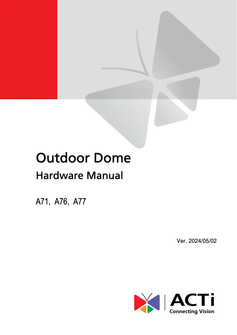 Page 1 de la notice Manuel utilisateur ACTi A76