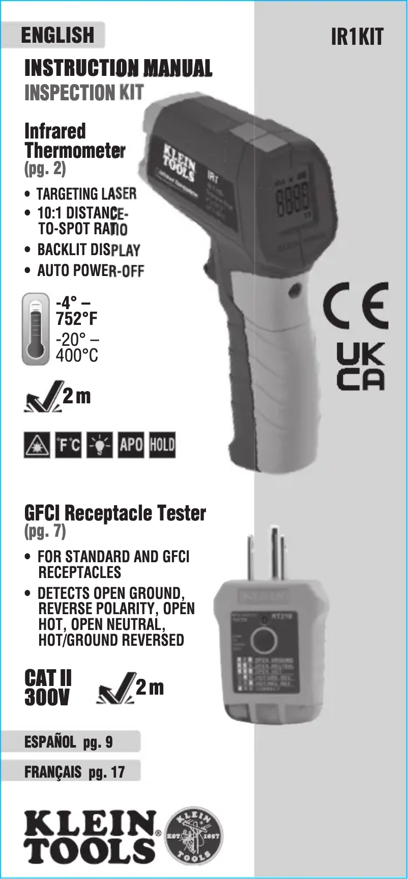 Page 1 de la notice Manuel utilisateur Klein Tools IR1KIT