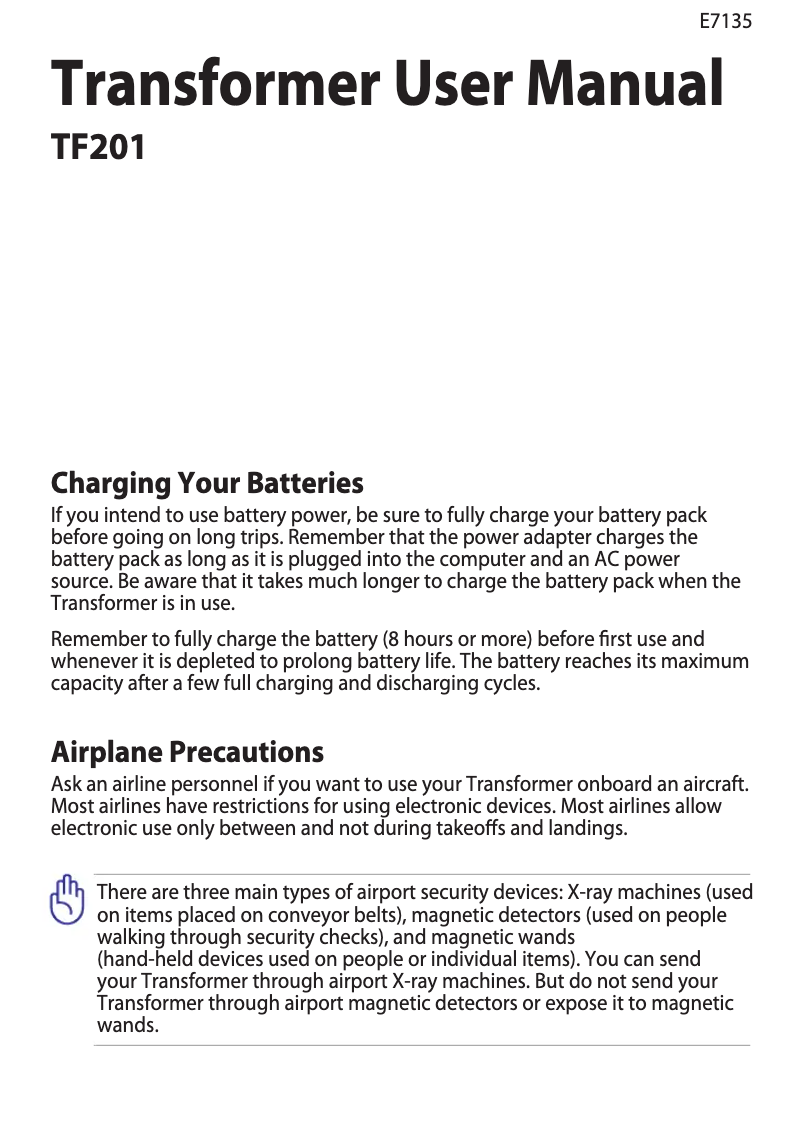 Image de la première page du manuel de l'appareil Eee Pad Transformer Prime