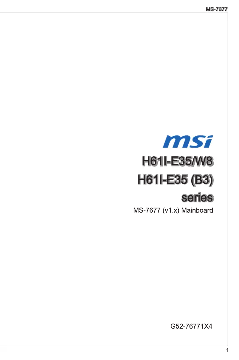 Page 1 de la notice Manuel utilisateur MSI H61I-E35/W8
