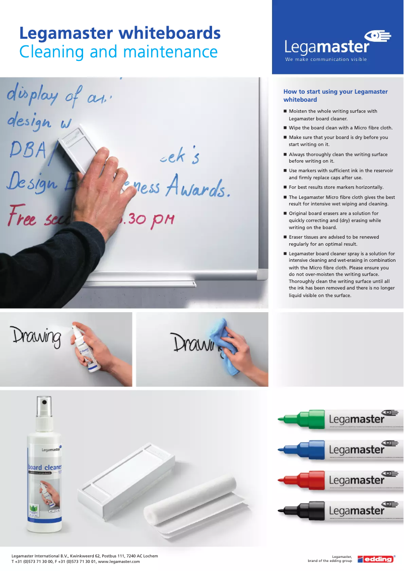 Page n°1 - Manuel utilisateur Legamaster 7-106212