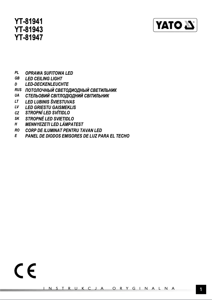 Page n°1 - Manuel utilisateur Yato YT-81941