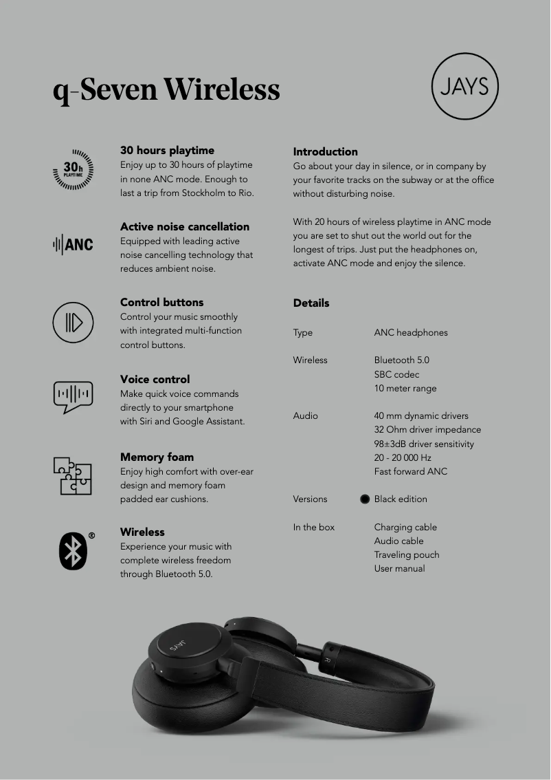 Page n°1 - Fiche technique JAYS q-Seven Wireless