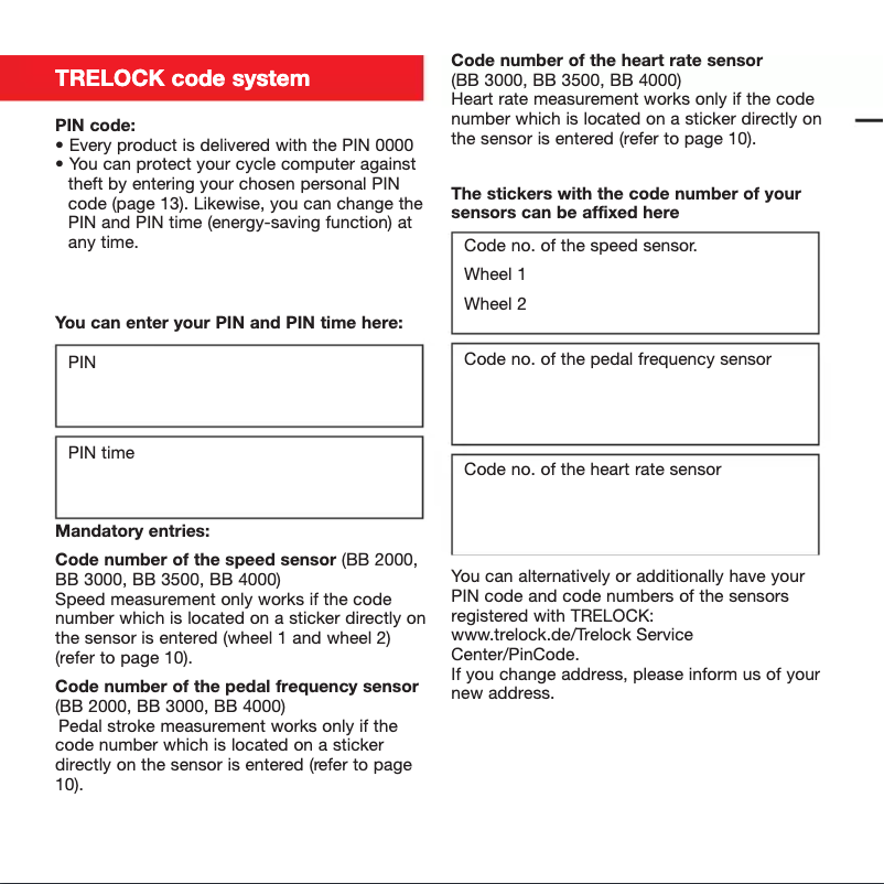 Page n°1 - Manuel utilisateur Trelock BB 3000