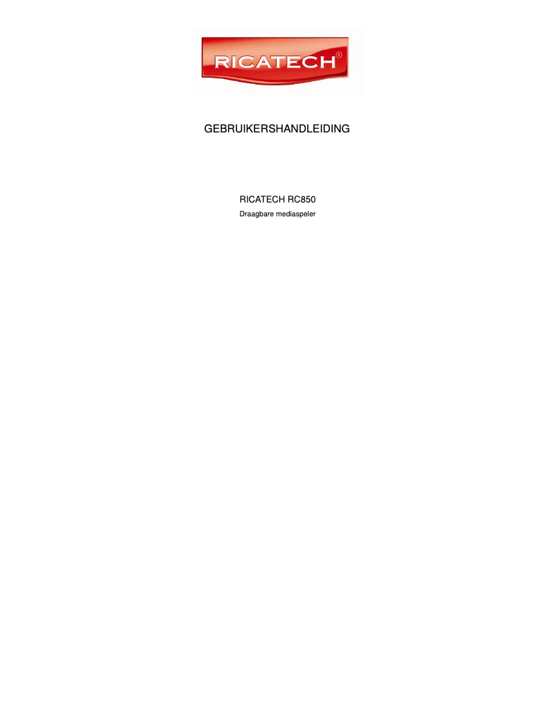 Image de la première page du manuel de l'appareil RC850